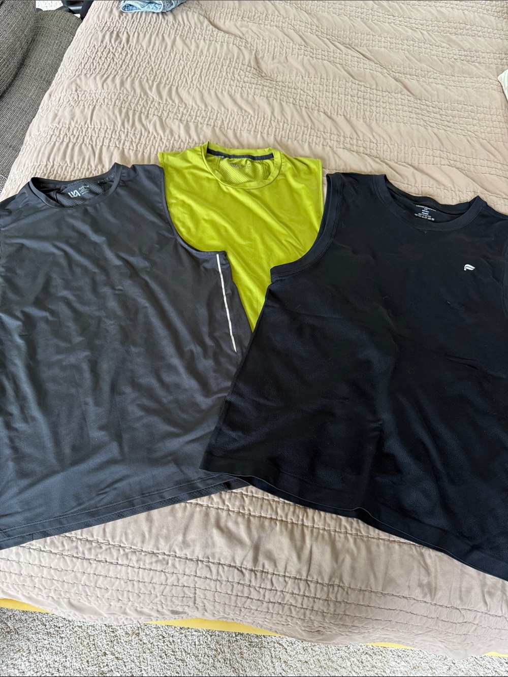Fabletics Men's Tank Tops - Black, Gray & Lime Green